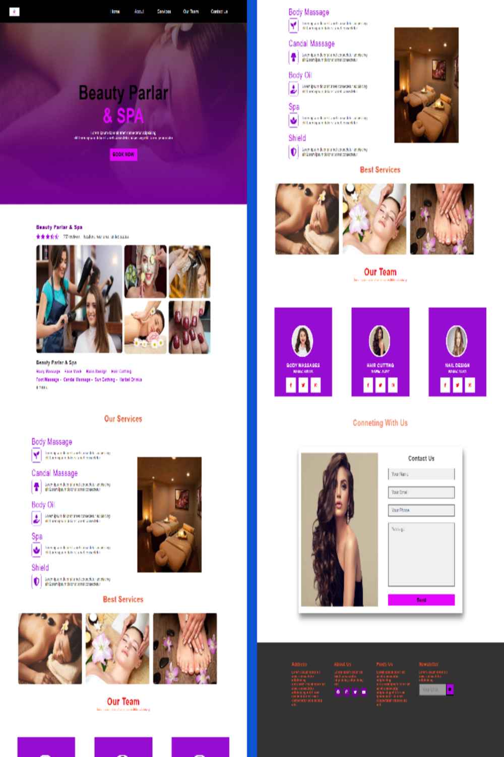 Beauty parlor And Spa - website design template in bootstrap 5 html css pinterest preview image.