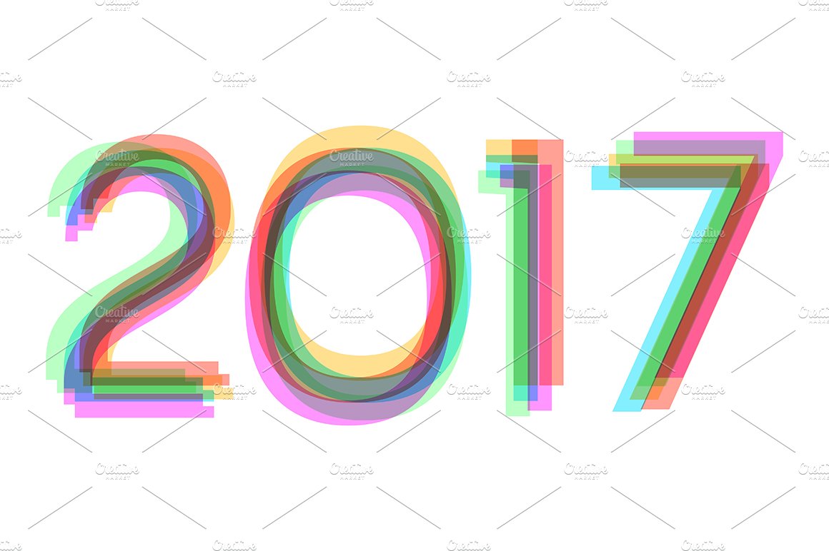 Rainbow happy new year 2017 concept cover image.