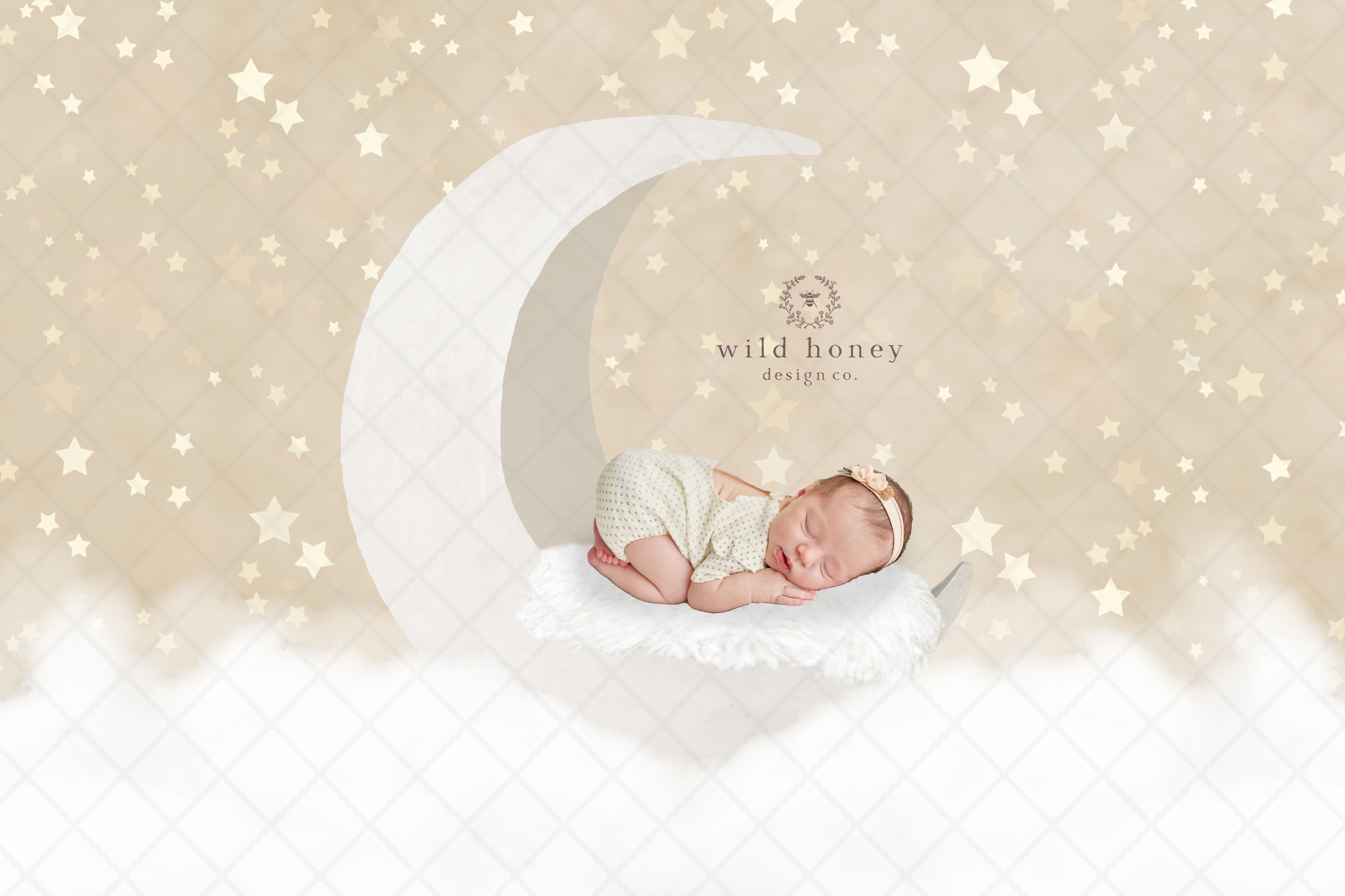 Wooden Moon Newborn Digital Backdroppreview image.