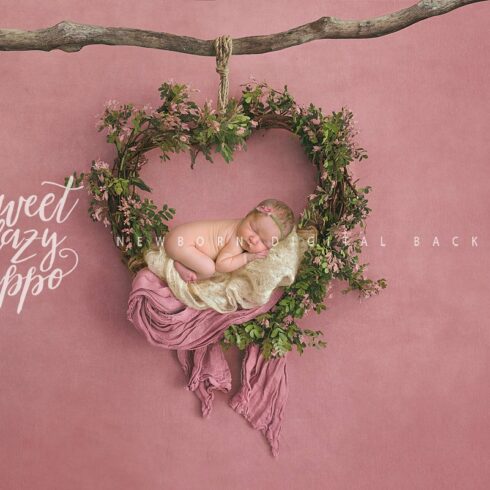 Heart Wreath. Newborn  Backdrop.cover image.