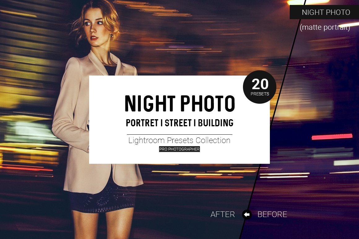 Night Photo Lightroom Presetscover image.