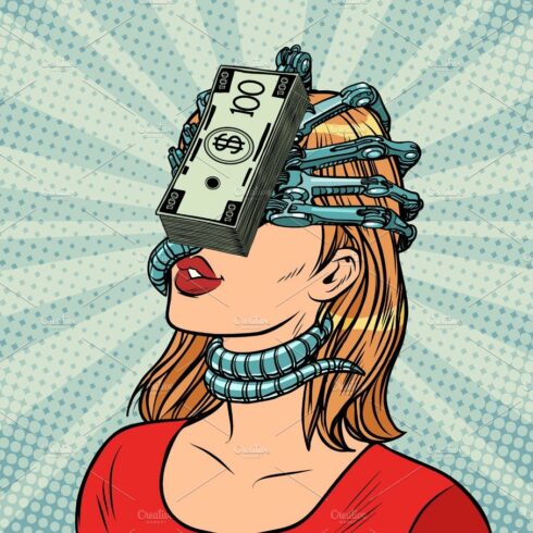 A woman with a video game controller on her head.