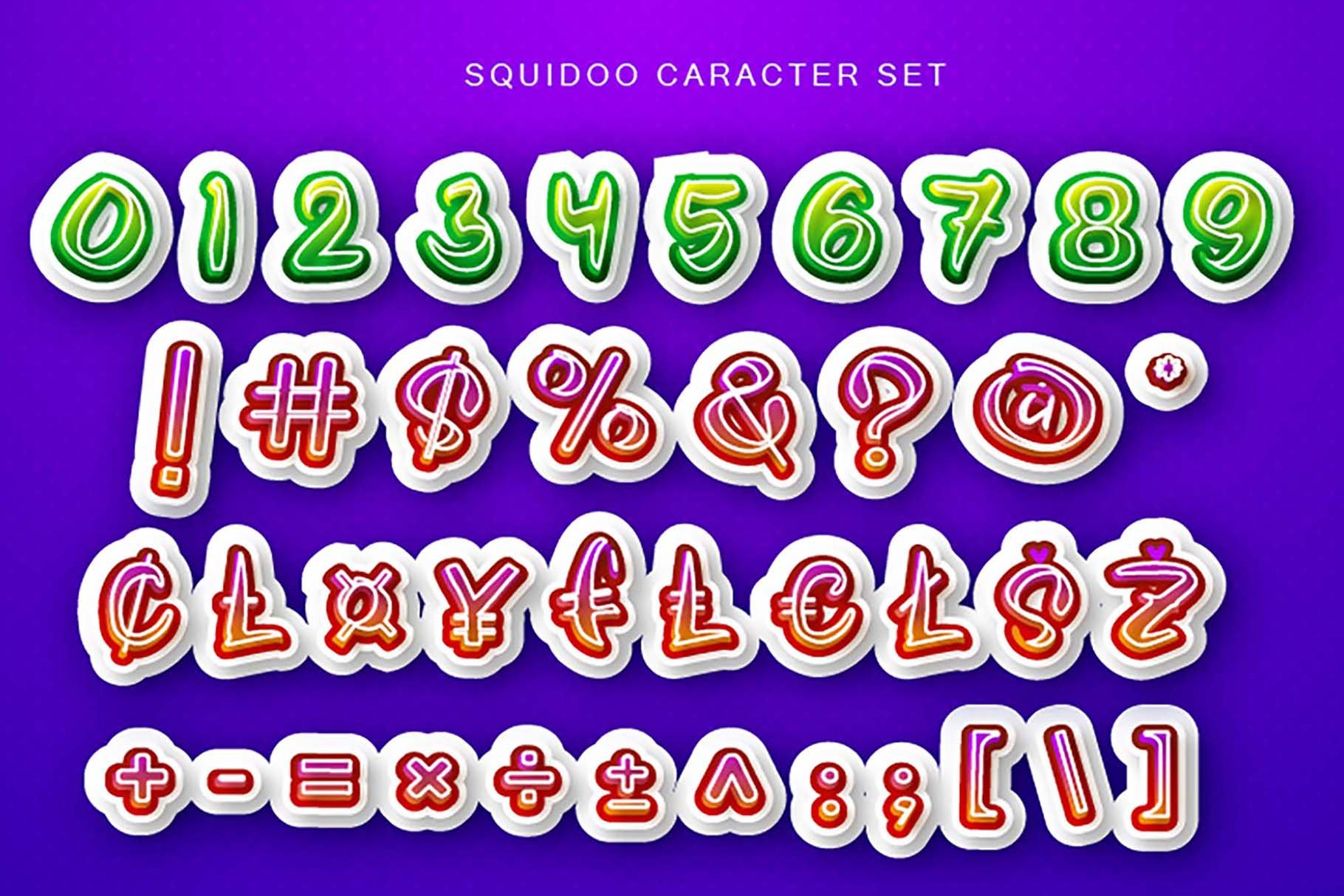 number symbol set squido 552