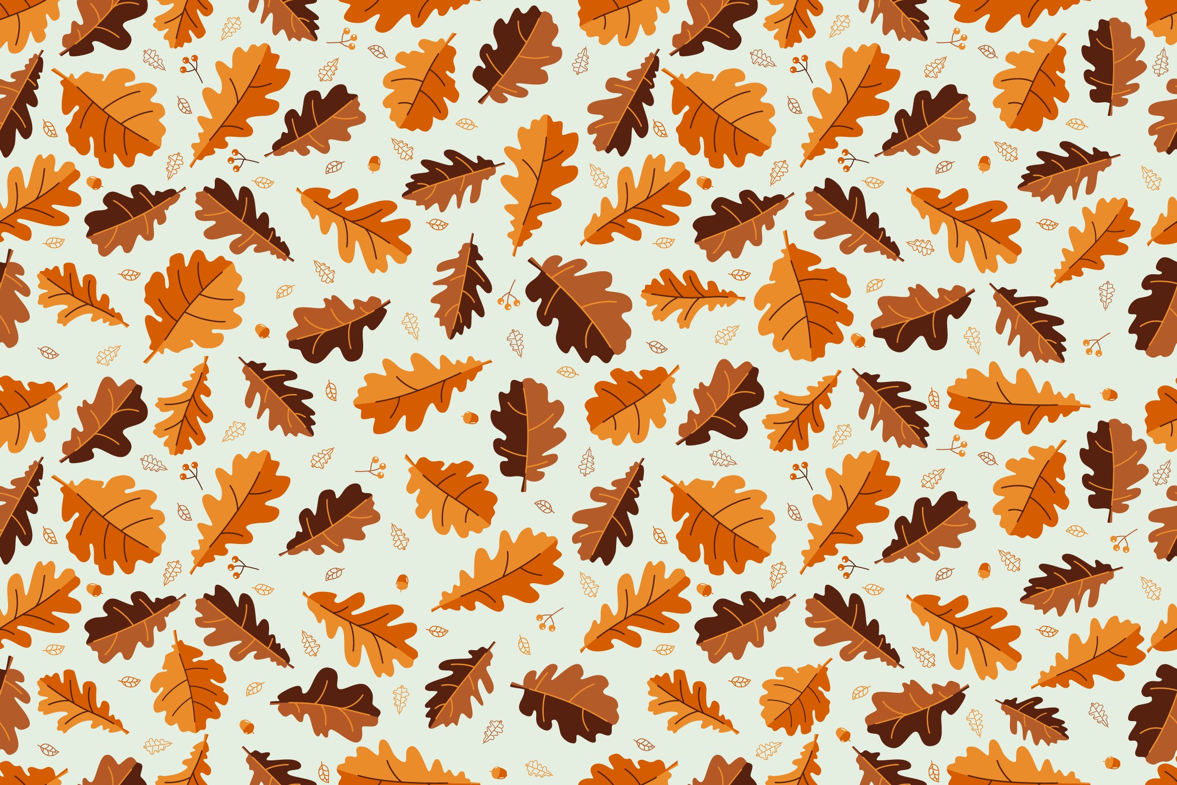 Orange and brown leaf pattern on a white background.
