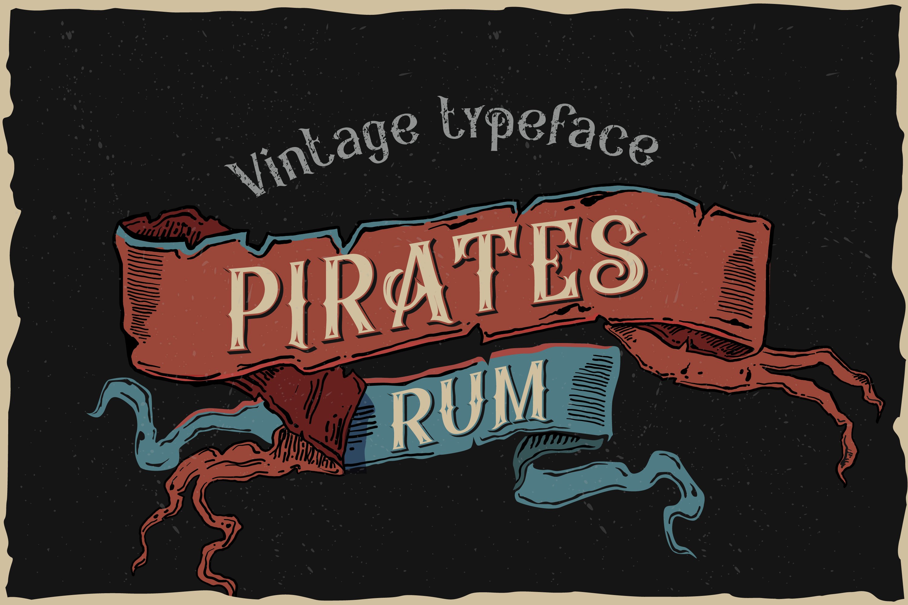 Pirates rum vintage typeface cover image.