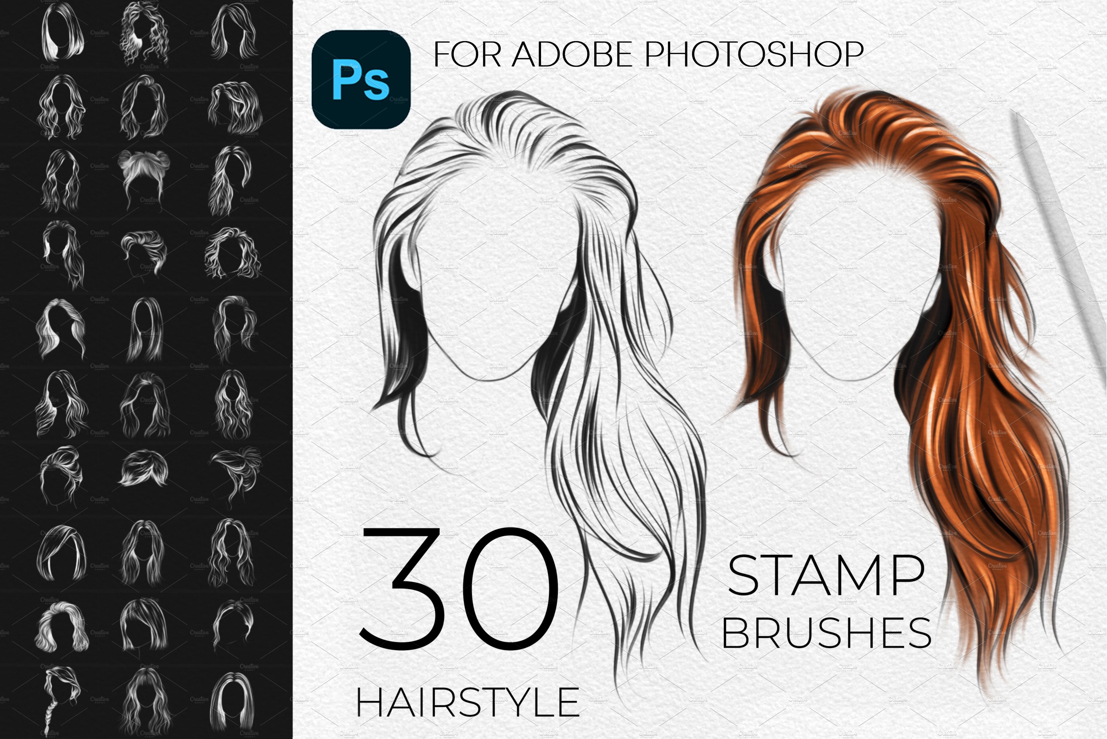 Photoshop Hairstyle Stamps Brushescover image.