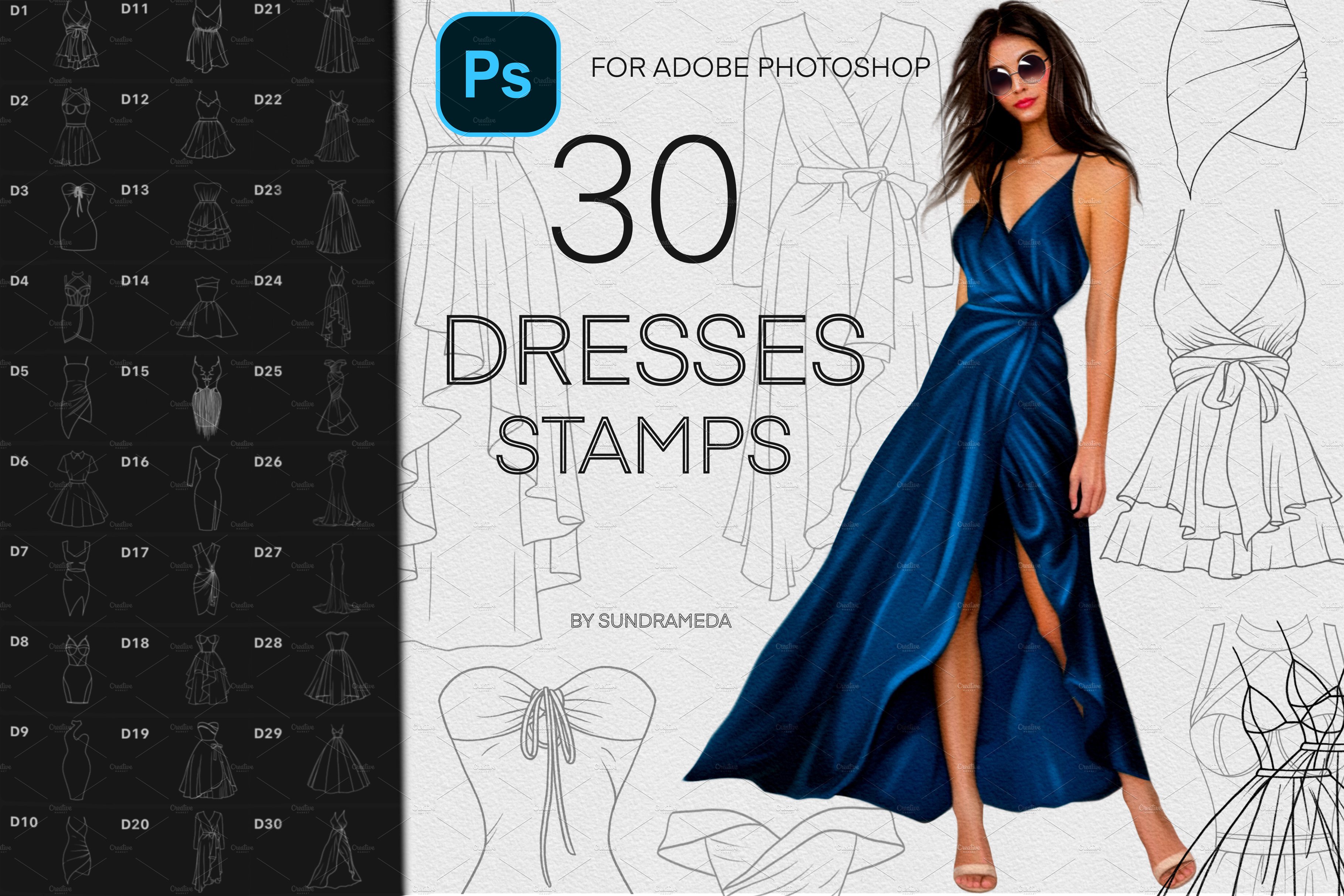 Fashion Dresses Stamp Photoshopcover image.