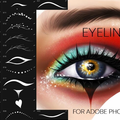 Photoshop Eyeliner brushes Makeupcover image.