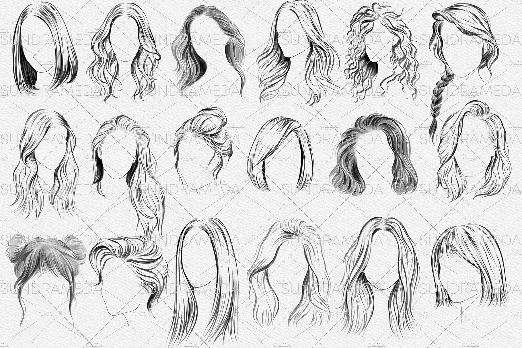 Photoshop Hairstyle Stamps Brushespreview image.