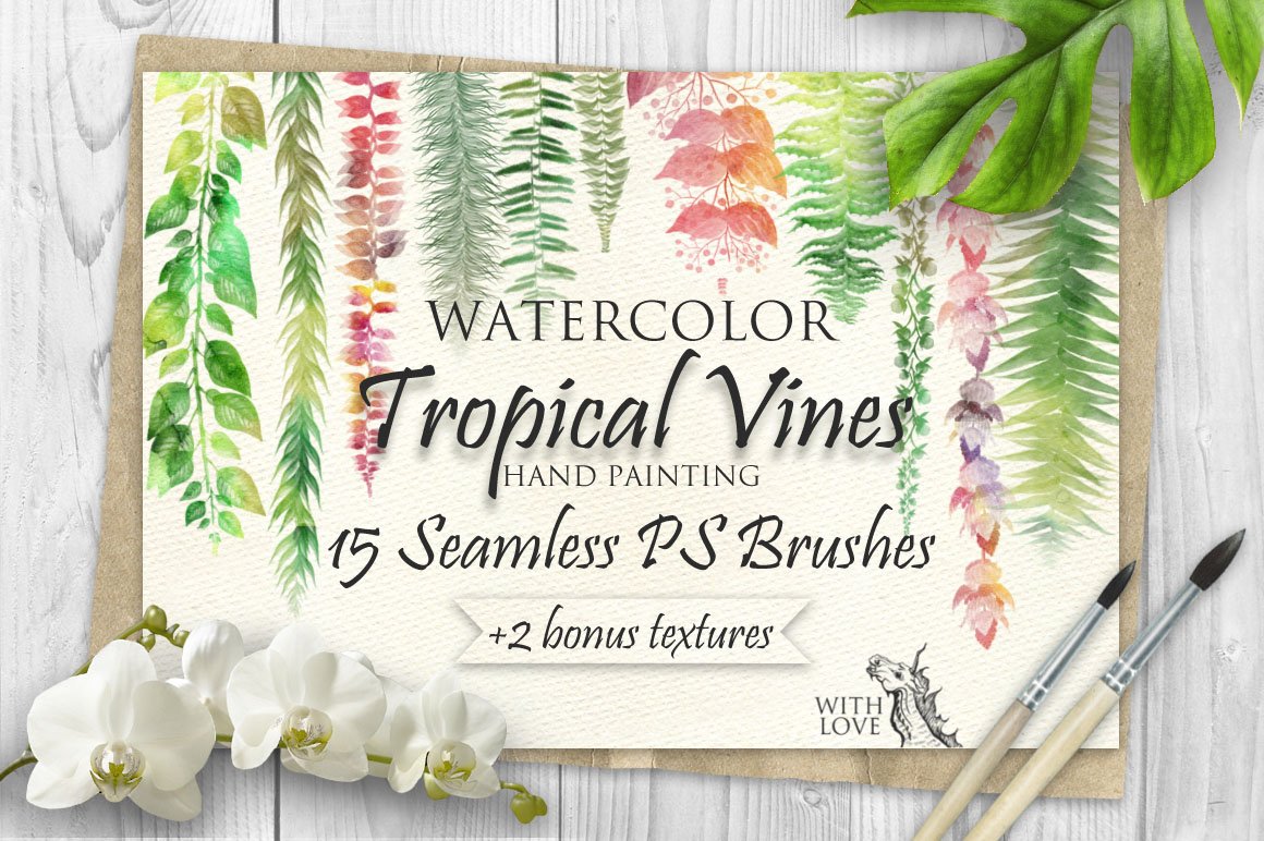 Tropical Vines Seamless PS Brushescover image.