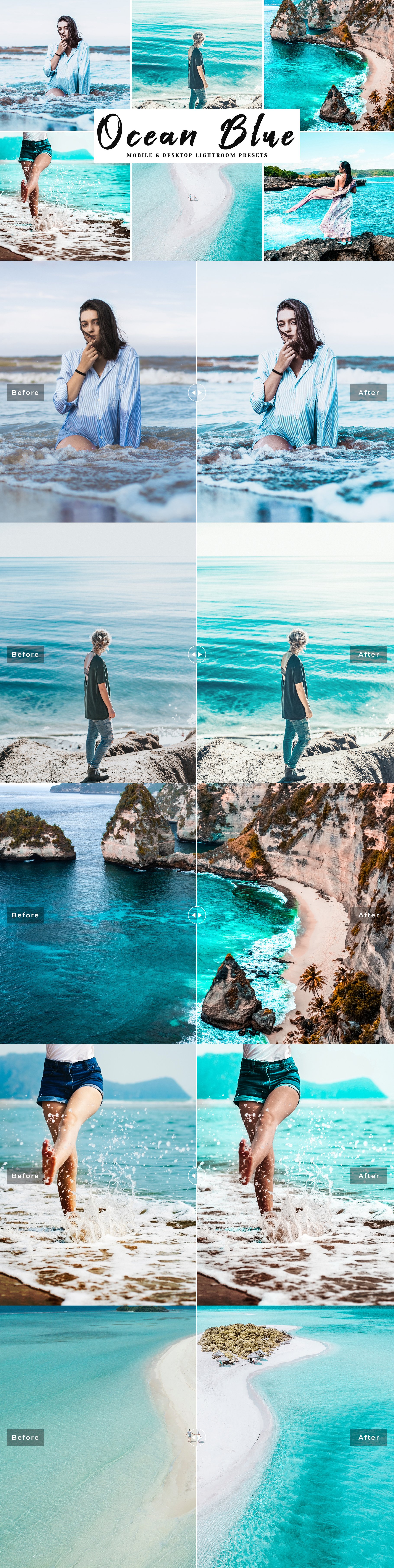 Ocean Blue Lightroom Presets Packcover image.