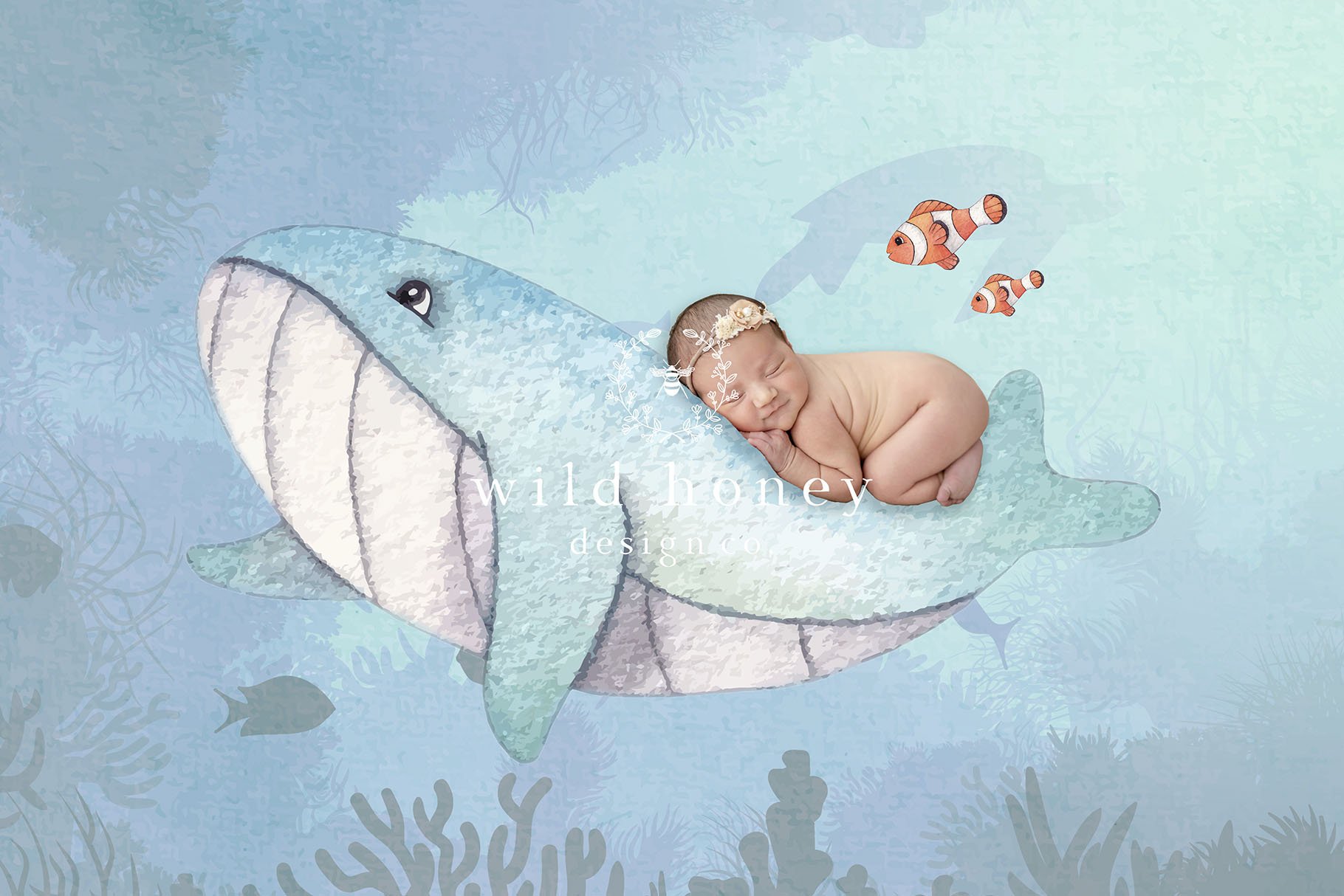 Ocean Newborn Digital Backdropcover image.