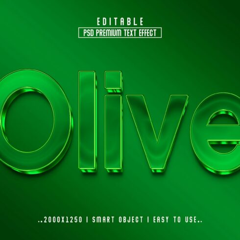 Olive 3D Editable Text Effect stylecover image.