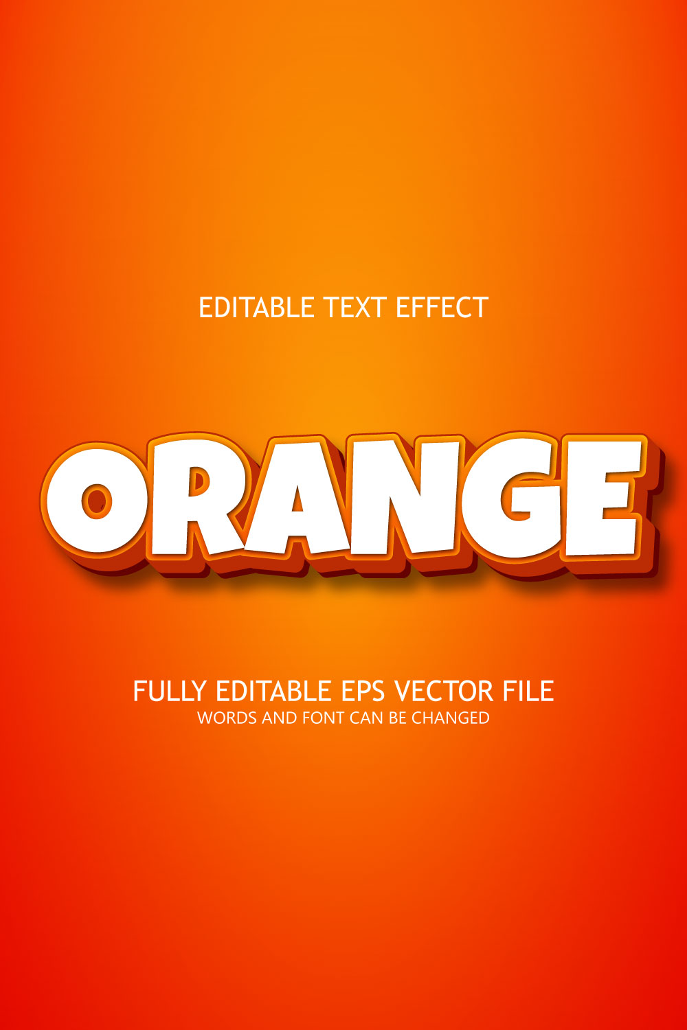 Orange 3d editable text style effect pinterest preview image.