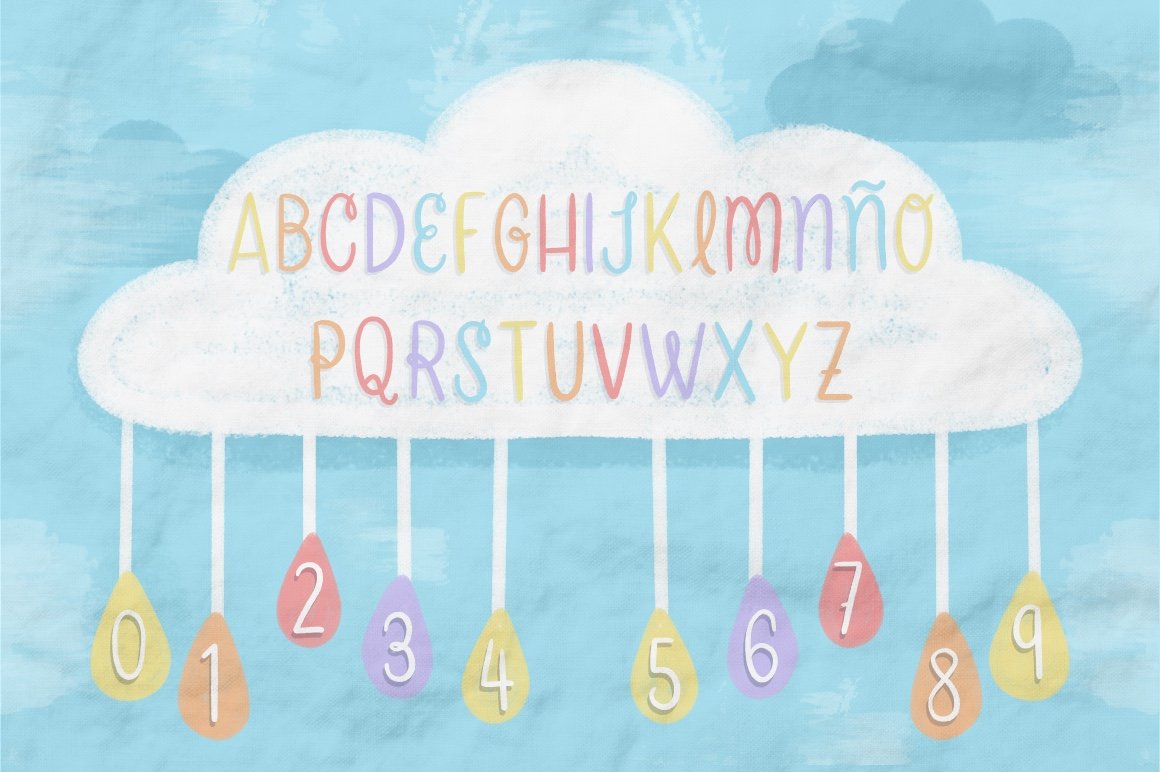 Over The Clouds - Font and Brushes preview image.