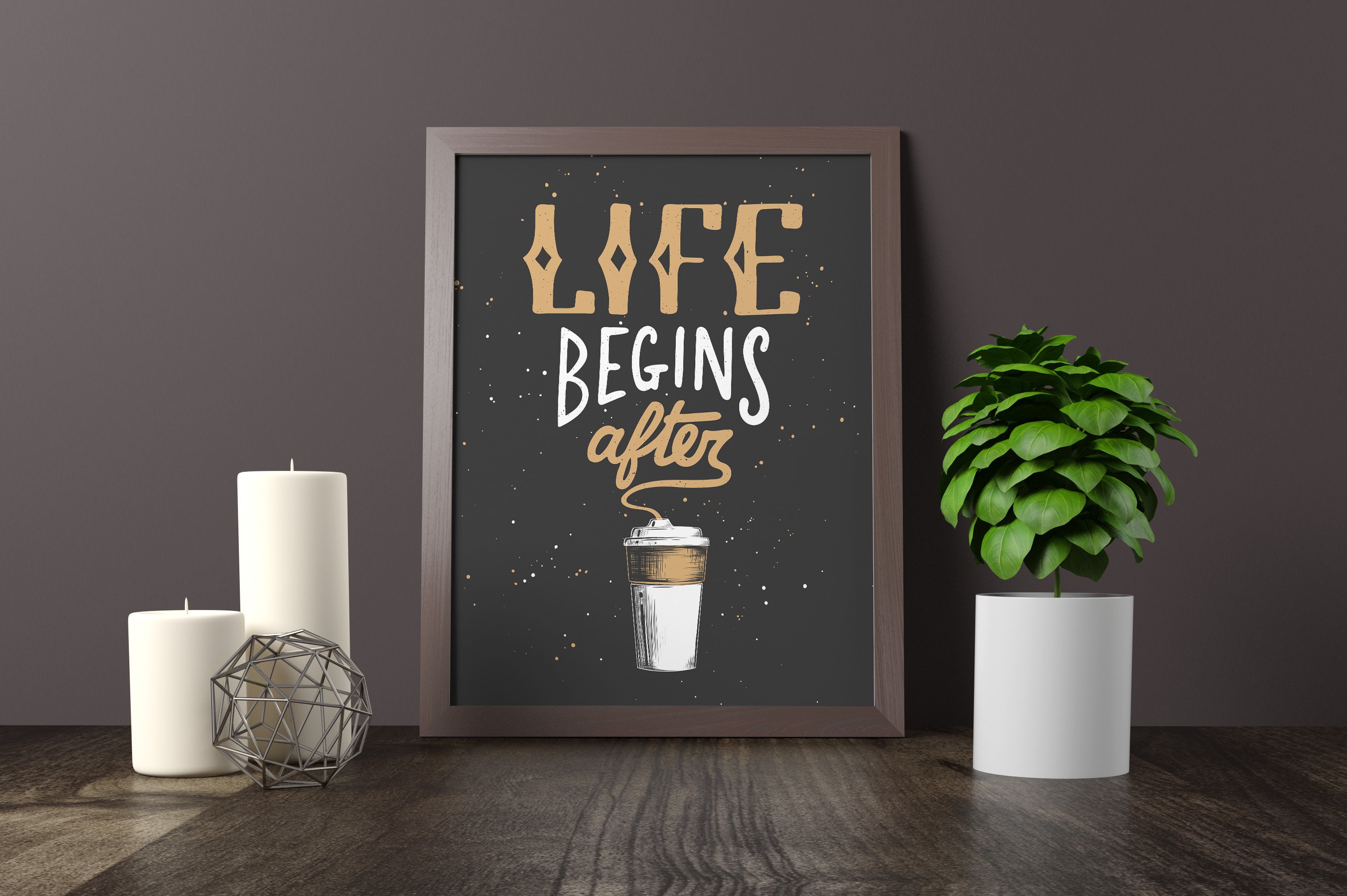 A picture of a coffee cup with the words life begins after coffee.