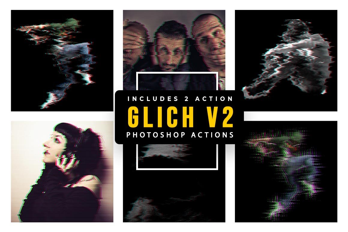 40%SALE! Glitch V2 Photoshop Actioncover image.