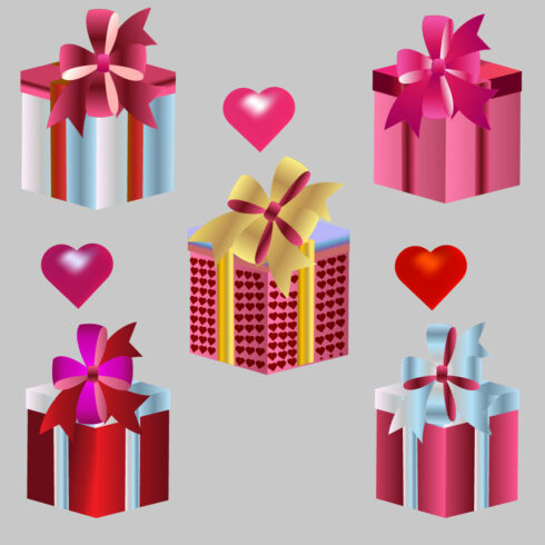 Valentine gift box & love heart illustration cover image.