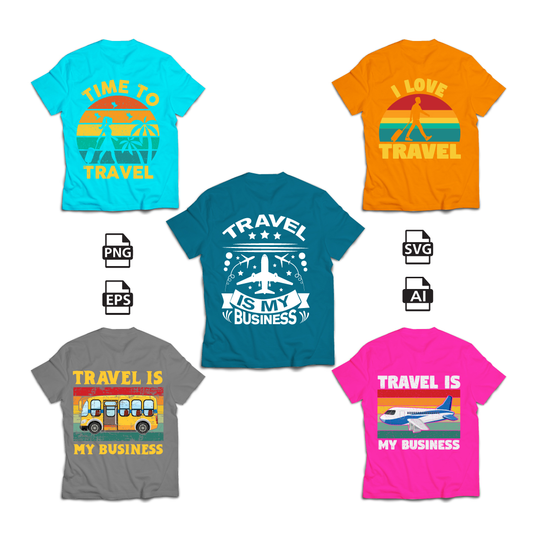 Travel Is My Business Typography T-Shirt Design cover image.
