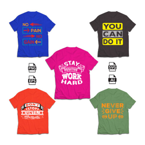 Stay Positive Work Hard Typography T-Shirt Design cover image.