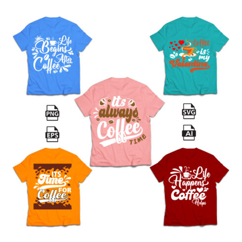 It\\\'s Always Coffe Time Typography T-Shirt Design cover image.