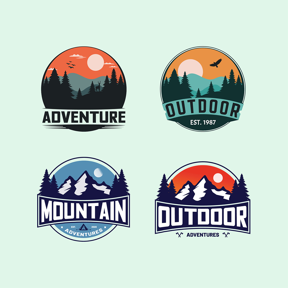 Adventure outdoor mountain logo design vector illustration cover image.