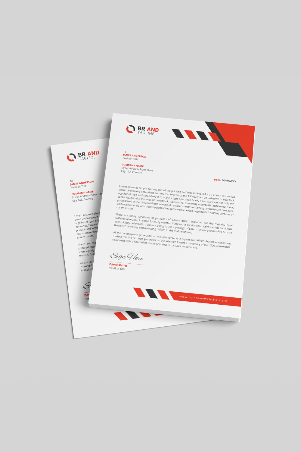Clean and Modern Corporate Business Letterhead Template Design pinterest preview image.