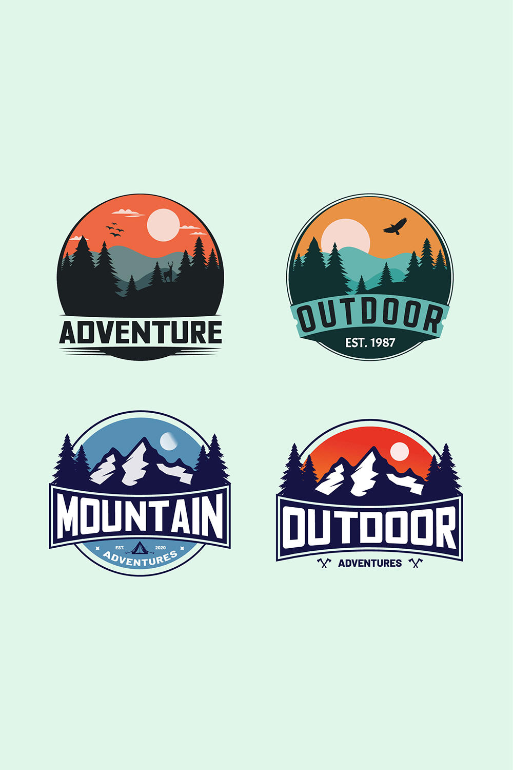 Adventure outdoor mountain logo design vector illustration pinterest preview image.