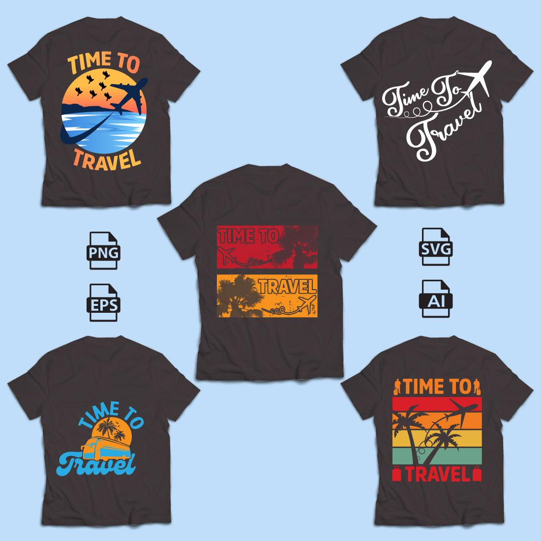Time To Travel Typography T-Shirt Design preview image.