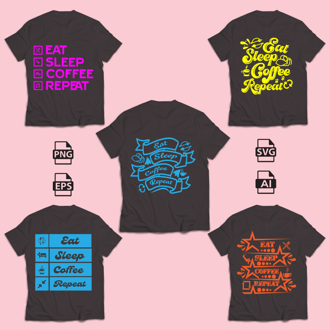 Premium Vector  Eat sleep repeat tshirt design bundle vintage