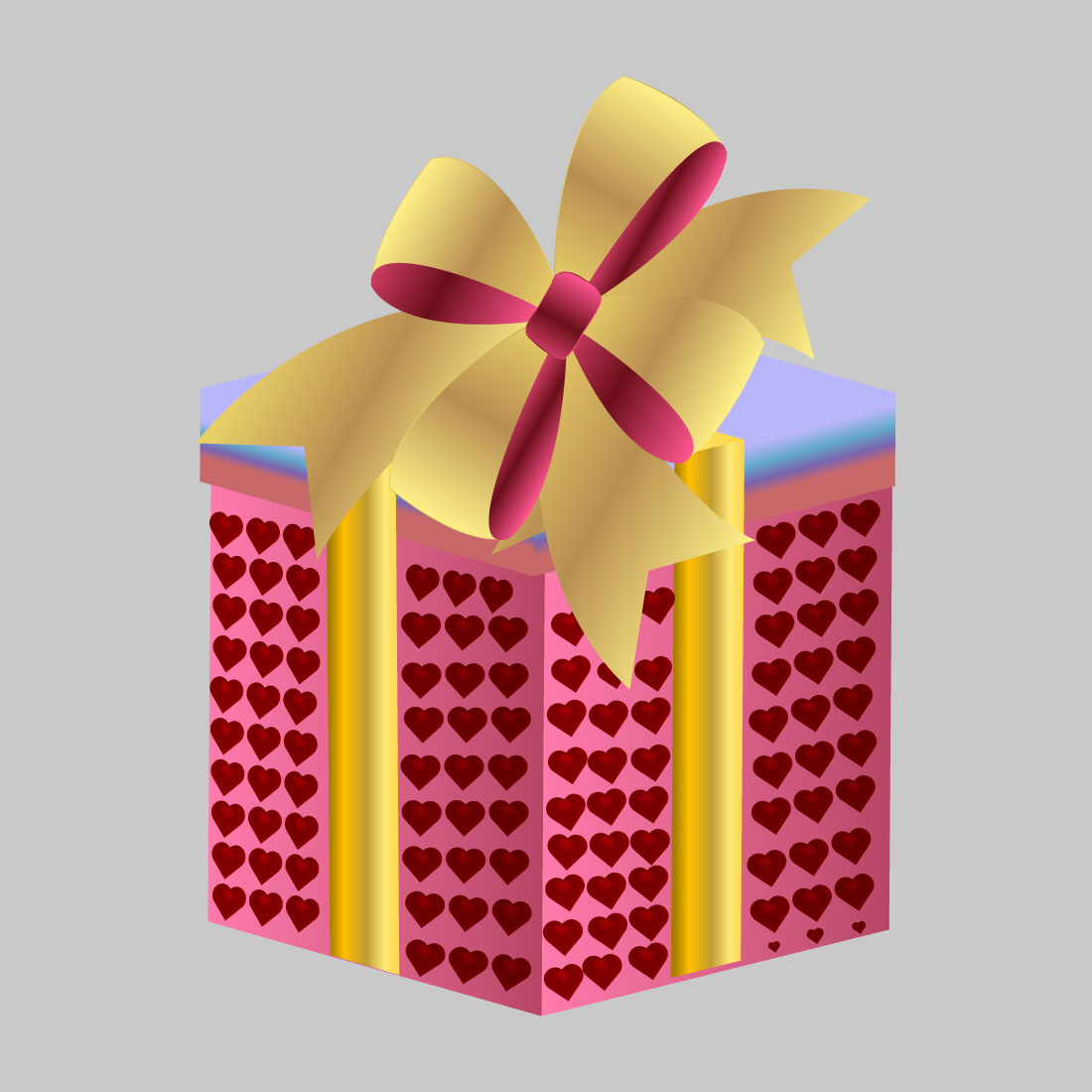 Valentine gift box & love heart illustration preview image.