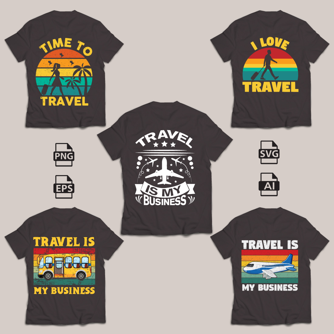 Travel Is My Business Typography T-Shirt Design preview image.
