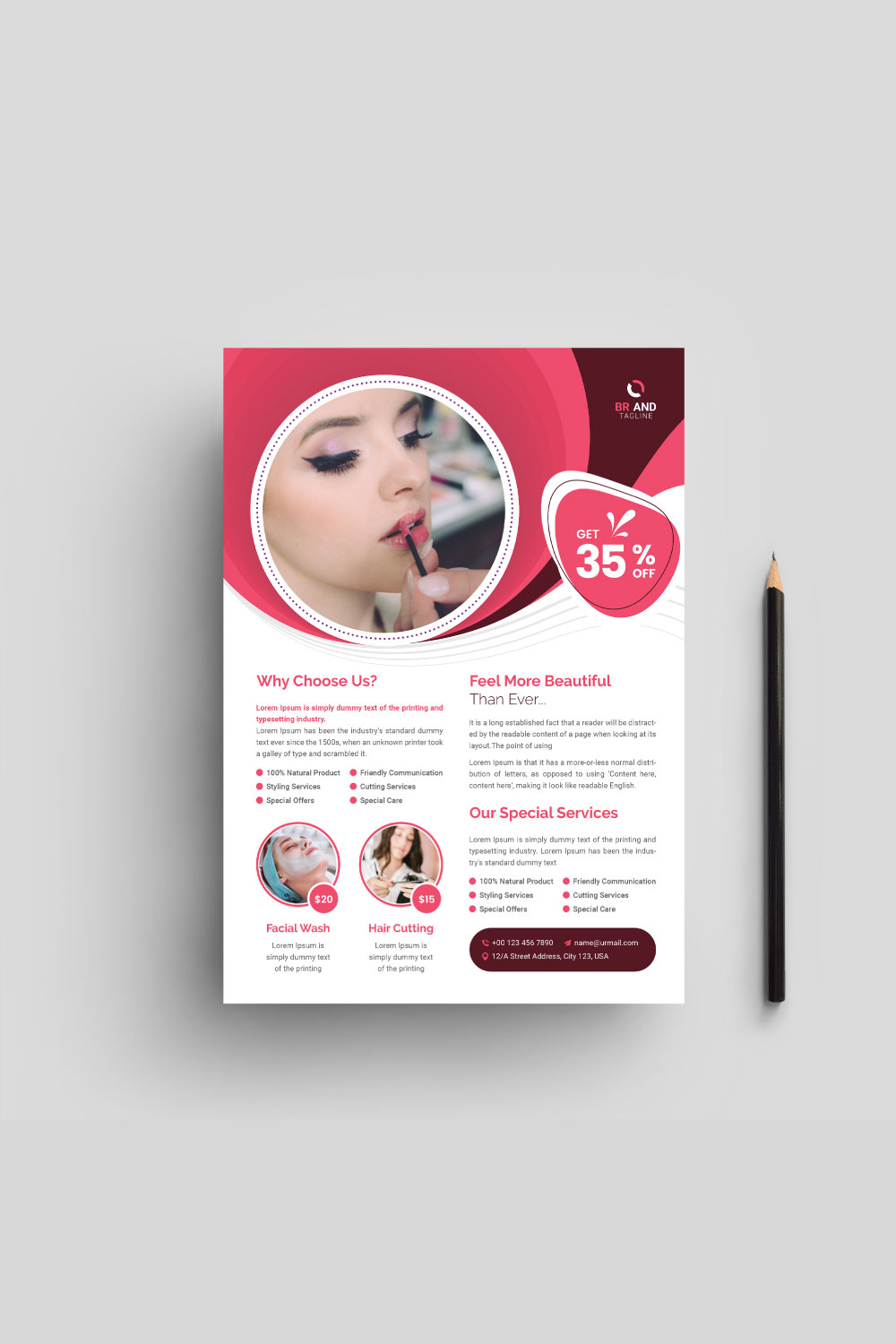 Beauty Spa Salon Flyer Design pinterest preview image.