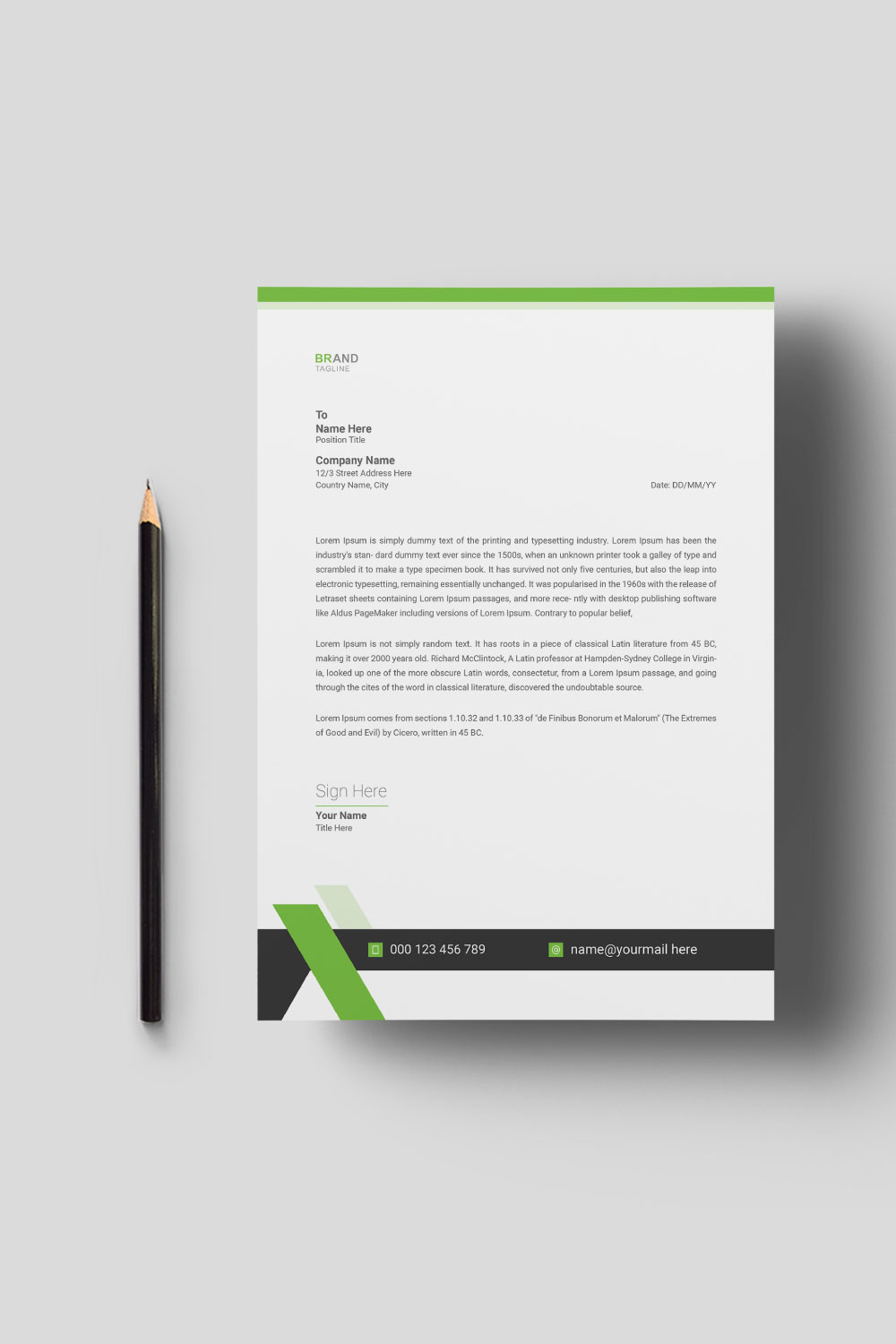 Letterhead Template with Various Colors pinterest preview image.