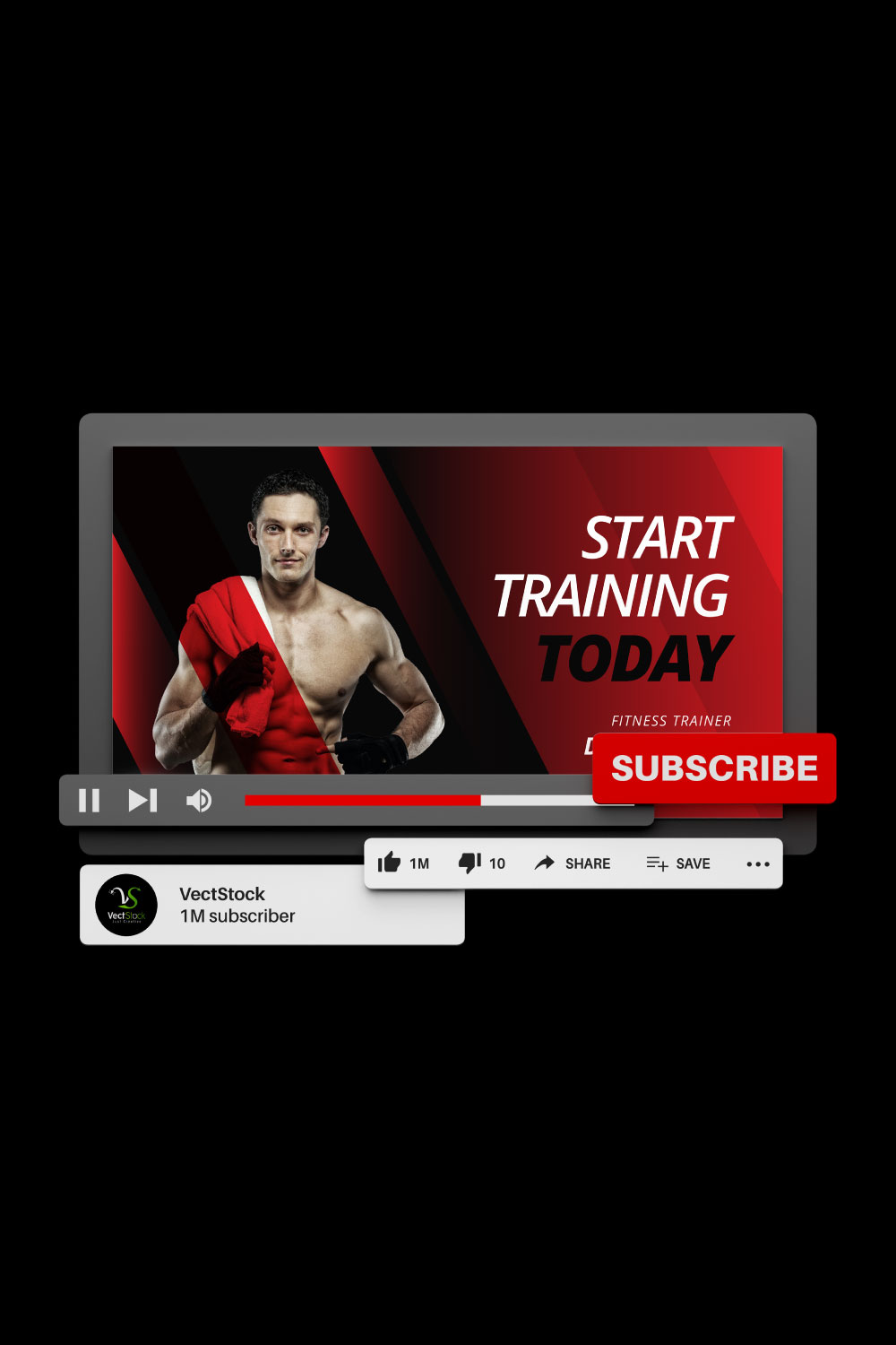 Sports Gym Fitness Youtube Video Thumbnail Template pinterest preview image.