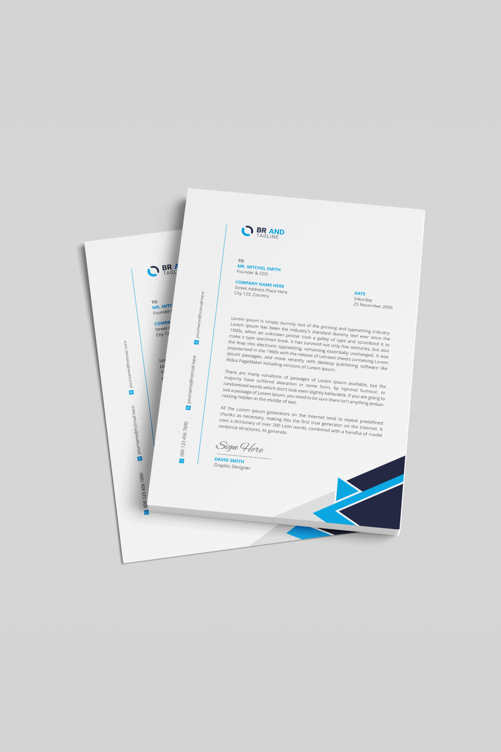 Minimal and Modern Letterhead Template Design pinterest preview image.