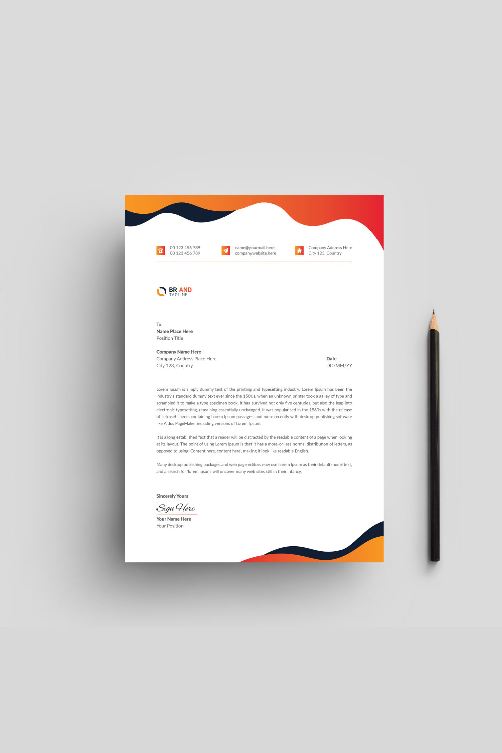 Business Letterhead Template Design pinterest preview image.