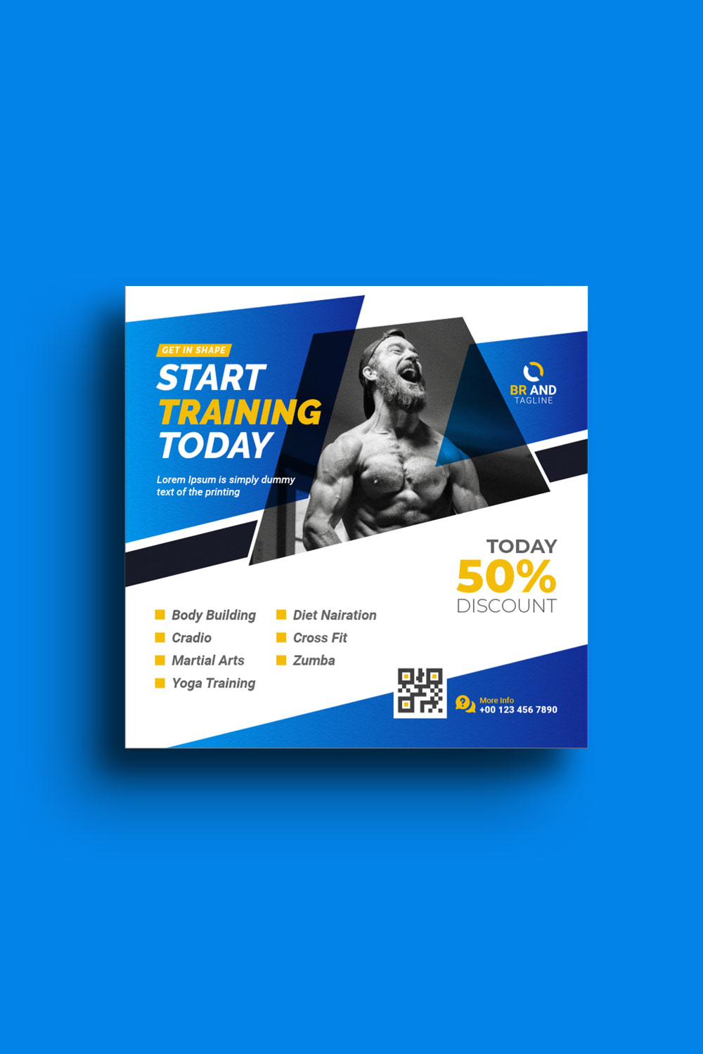 Fitness Gym Social Media Instagram Post Template Design pinterest preview image.