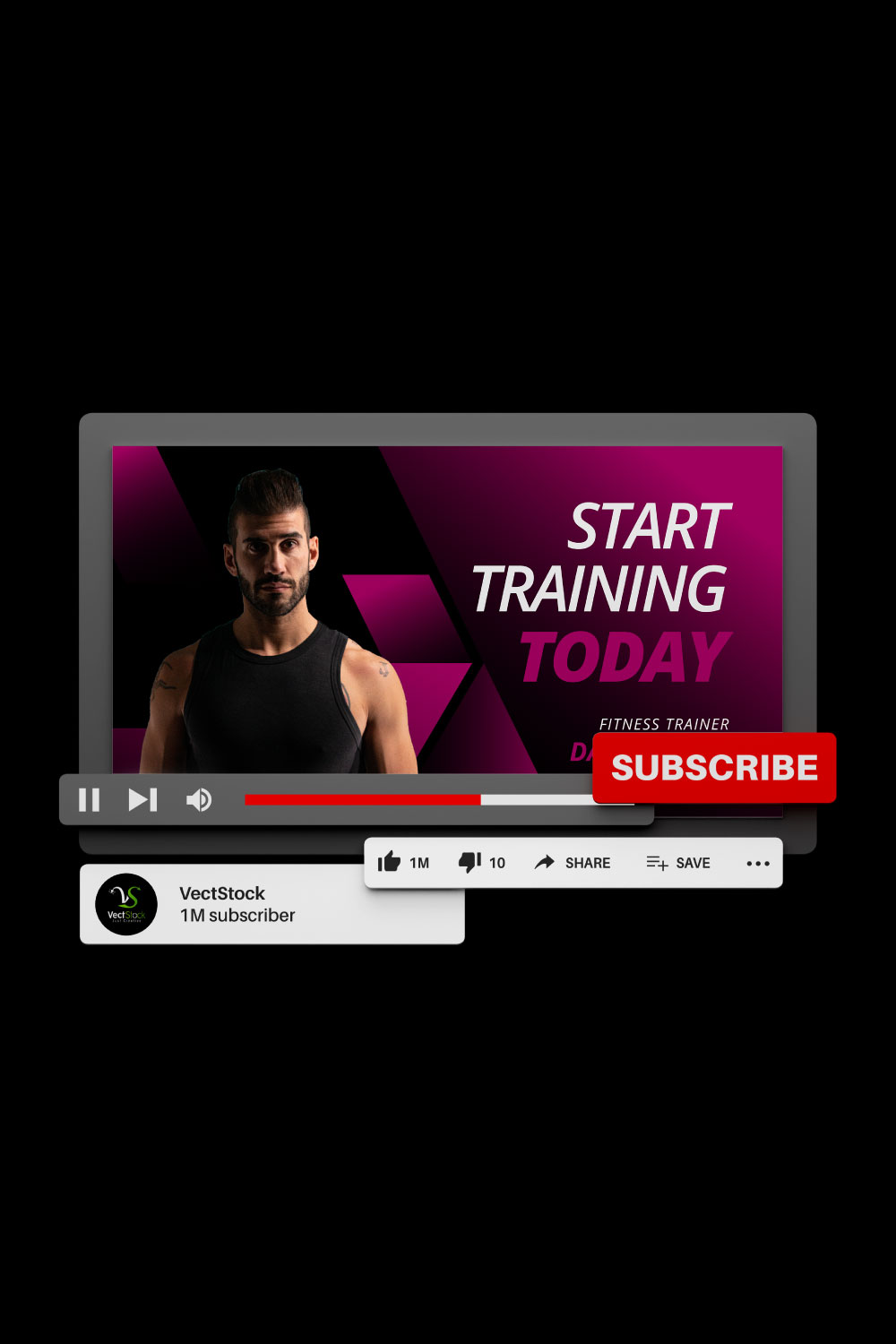 Gym Youtube Video Thumbnail Design Template pinterest preview image.