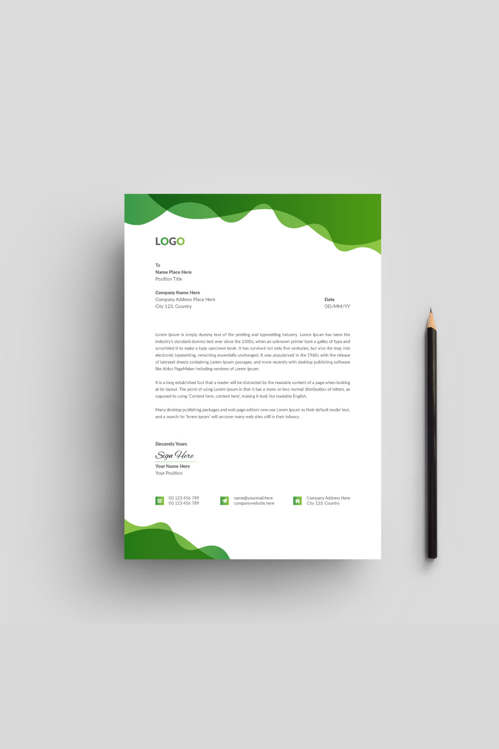 Creative and Modern Letterhead Design pinterest preview image.