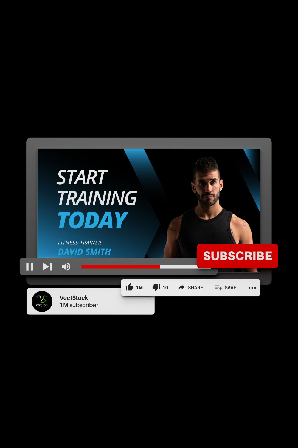 Gym Fitness Sports Youtube Video Thumbnail Design pinterest preview image.