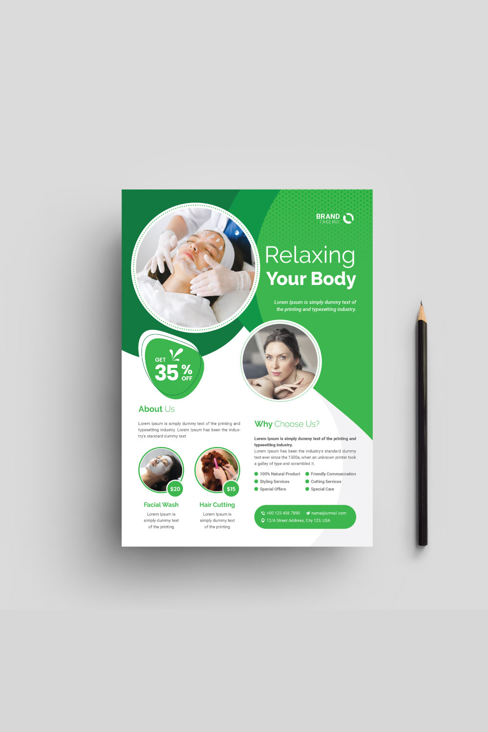 Beauty Spa Flyer Template Design pinterest preview image.