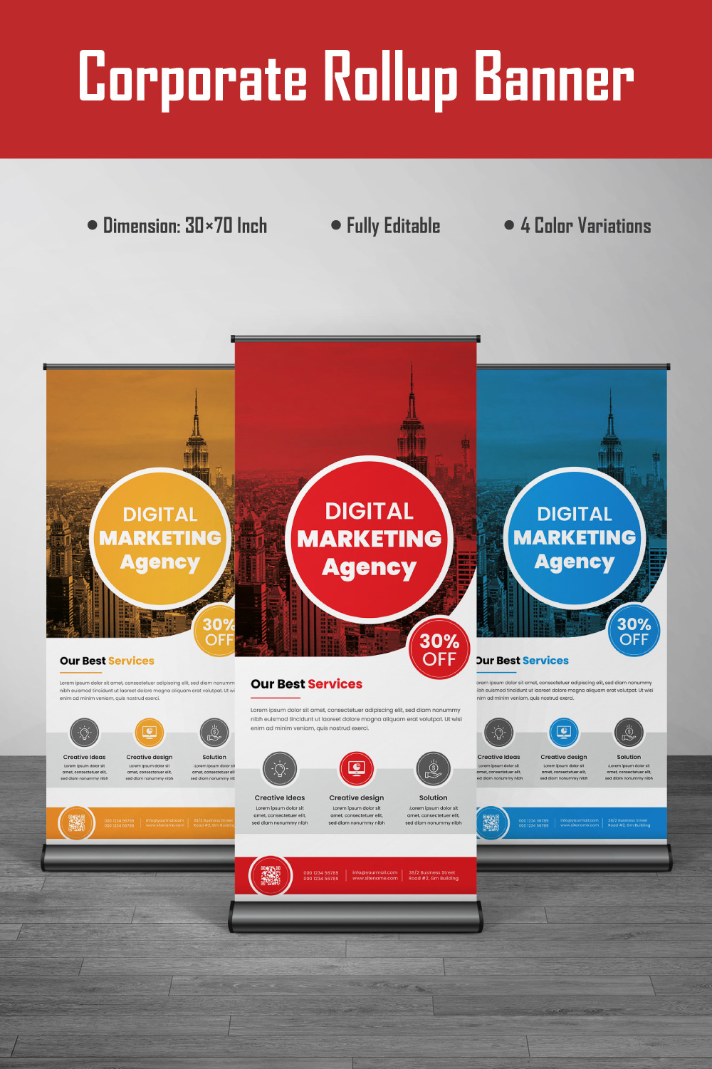 Corporate Roll Up Banner pinterest preview image.