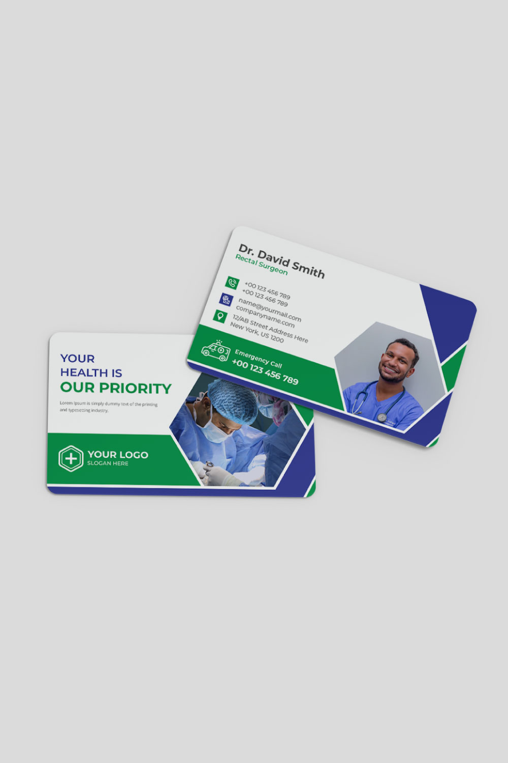 Medical Business Card Design Template pinterest preview image.