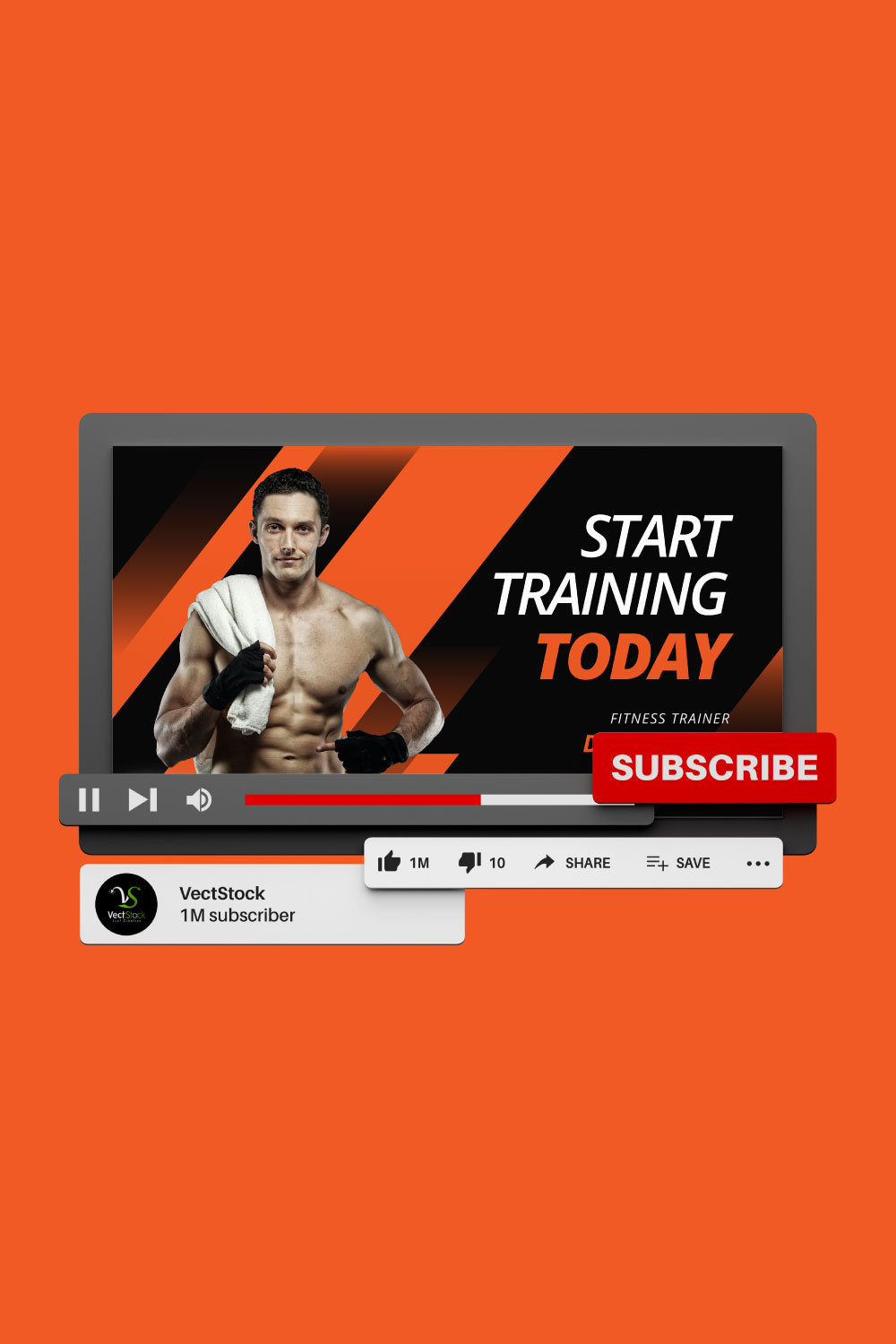 Gym Fitness Youtube Video Thumbnail pinterest preview image.