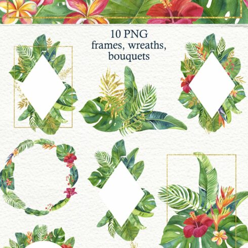 Tropic leaves&flowers Watercolor set cover image.