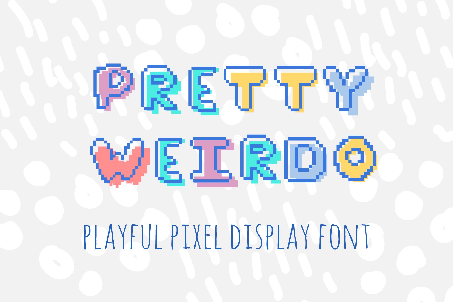 PRETTY WEIRDO pixel display font cover image.