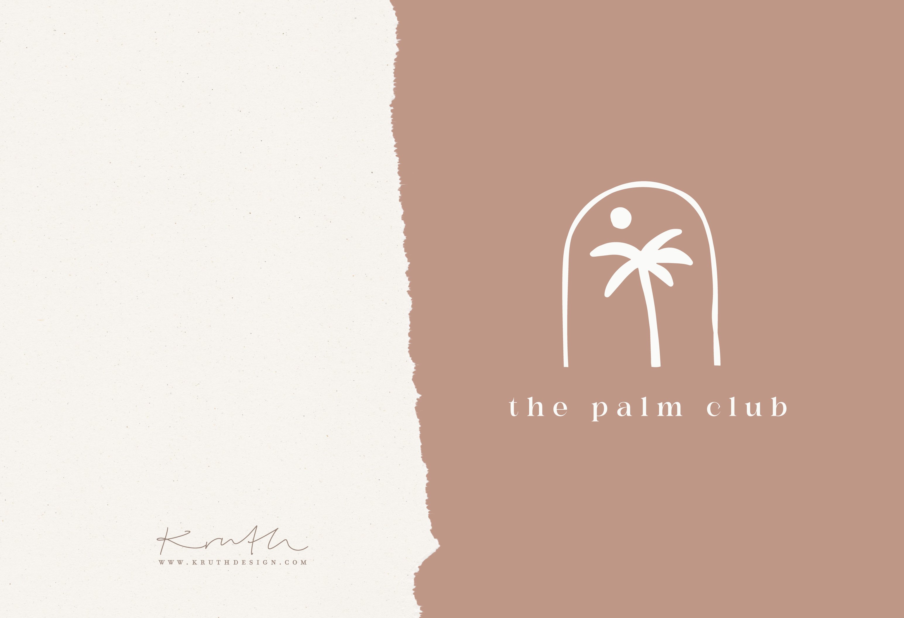The palm club logo on a brown and white background.