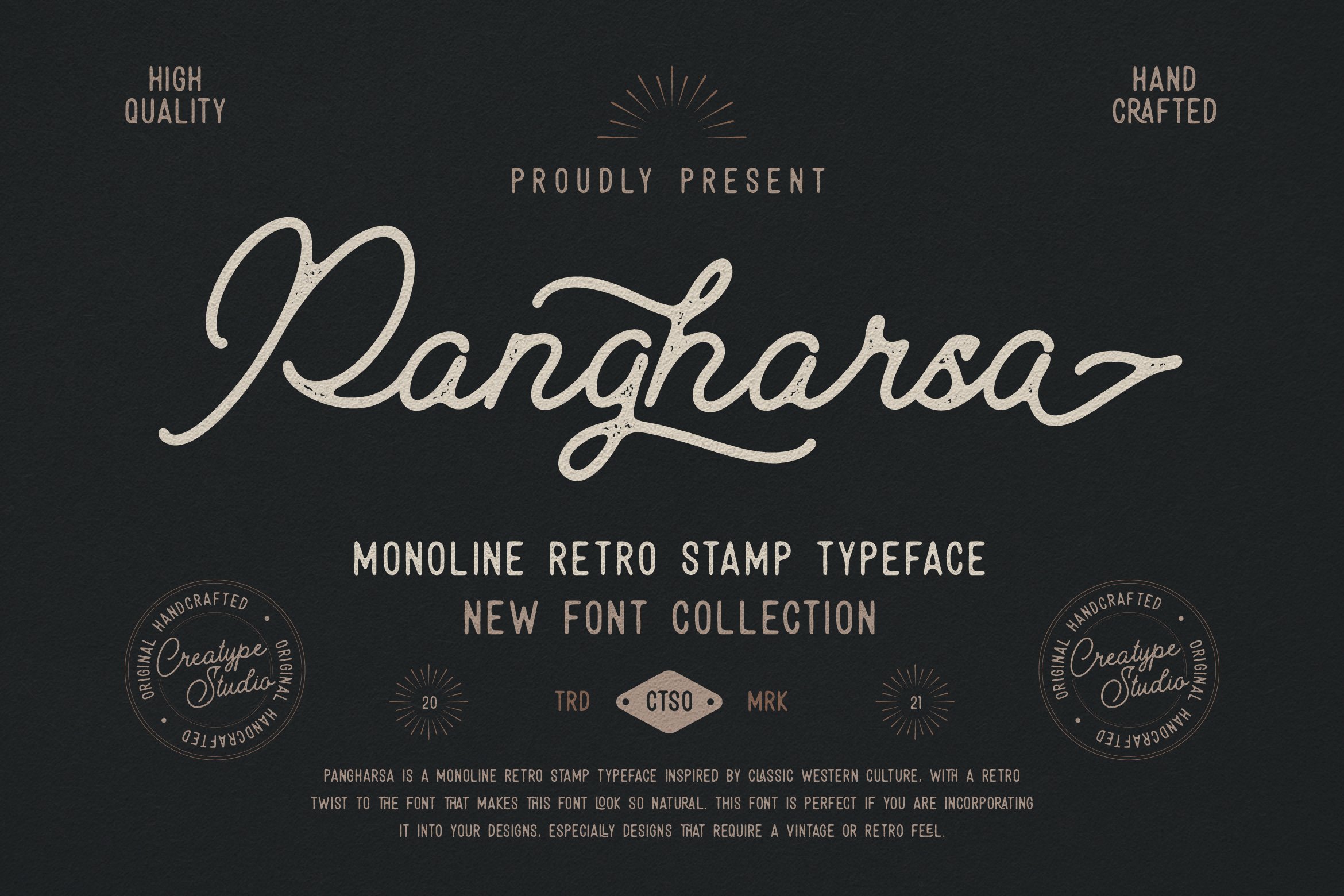 Pangharsa Retro Stamp Business Font cover image.