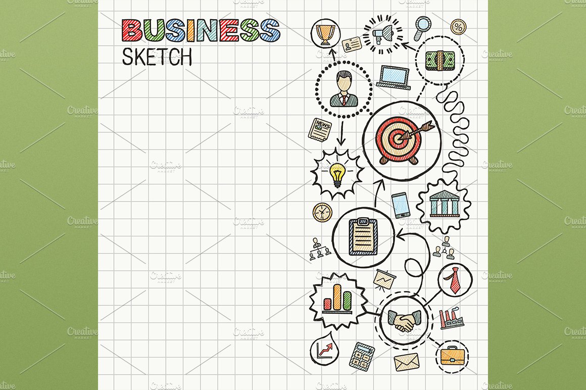 A piece of paper with a business sketch on it.